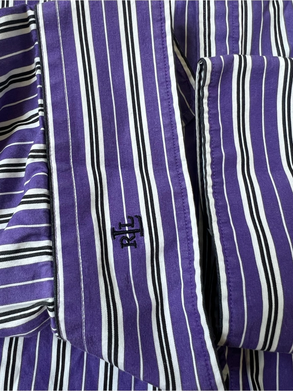 Lauren Ralph Lauren Purple & White Striped Button-Down Shirt - Picture 7 of 9